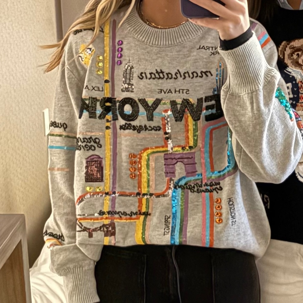 Queen of Sparkles Street of New York Sweater